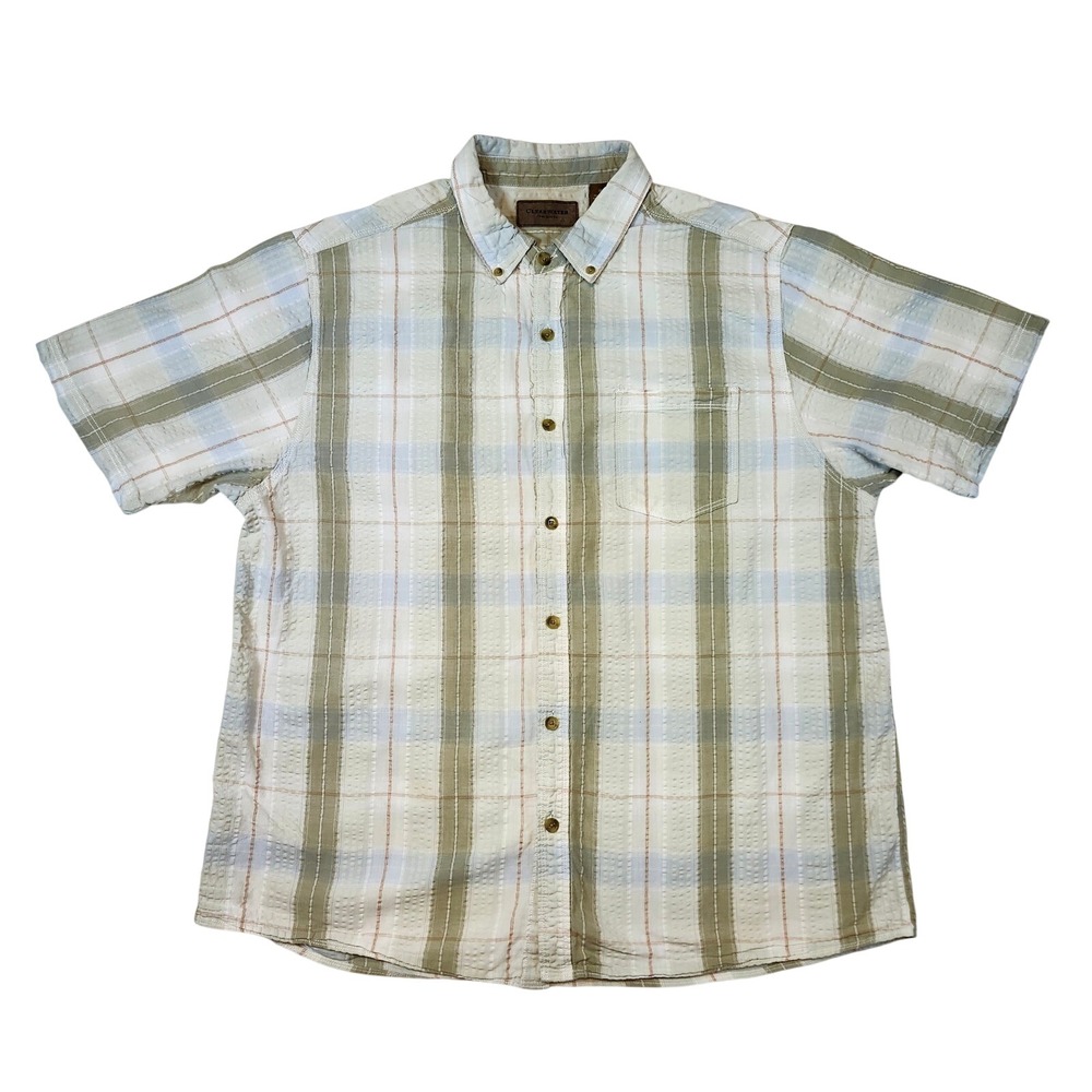 Clearwater Outfitters Button‎ Down Shirt Mens XL Green Plaid Excellent Cotton SS